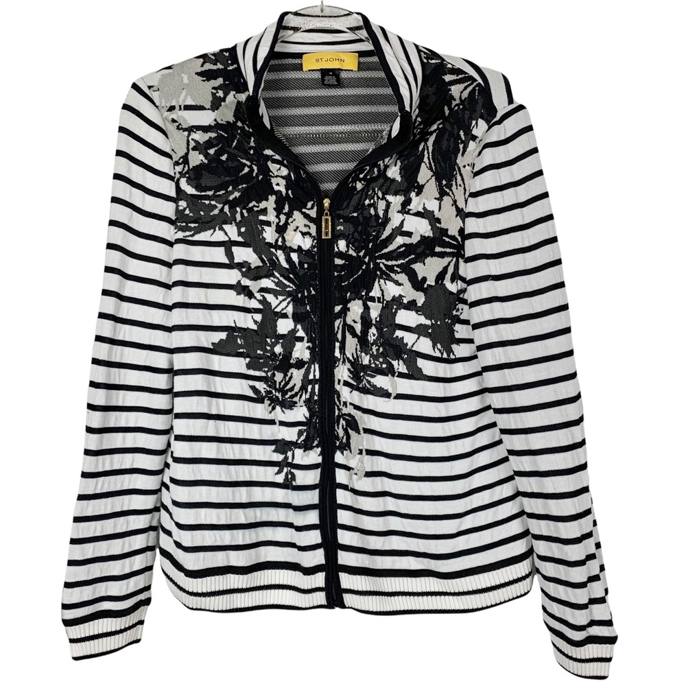St. John Women's Full-Front Zip Striped Jacket